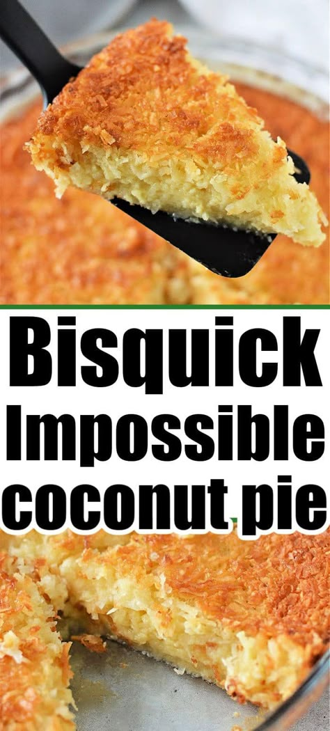 Bisquick impossible pie recipe is here! How to make a crustless coconut pie that is a tender and sweet dessert adults and kids love. Bisquick Impossible Recipes, Impossible Pizza Pie, Bisquick Impossible Pie, Crustless Coconut Pie Recipe, Crustless Coconut Pie, Easy Coconut Pie, Bisquick Recipes Dinner, Bisquick Inspired Recipes, Impossible Coconut Pie