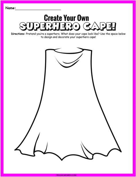 Superhero Lesson Plans, Superhero Worksheets, Paper Flower Crafts For Kids, Superhero Lessons, Design Your Own Superhero, Superhero Preschool, Superhero Capes For Kids, Superhero Template, Superhero Camp