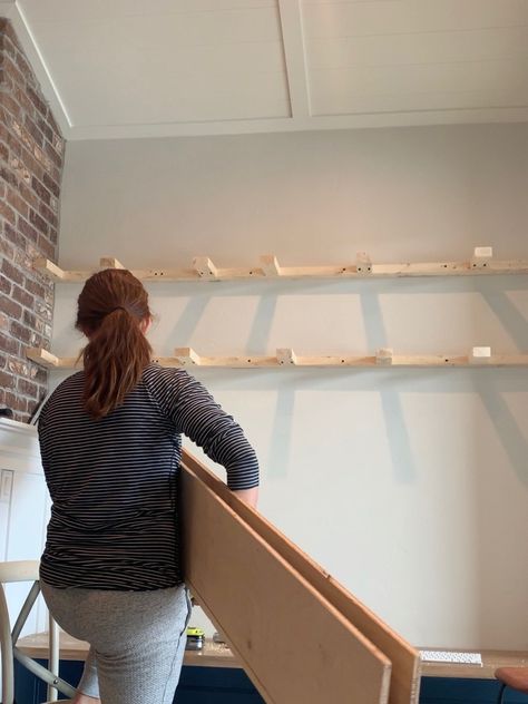 Easy Built In Shelves Diy, How To Build Long Floating Shelves, 2 Foot Deep Shelf, Mobile Home Floating Shelves, Floating Shelves On Wallpaper, Diy Oak Shelves, Fireplace With Built Ins And Floating Shelves, Diy Full Wall Shelves, Full Length Wall Shelf