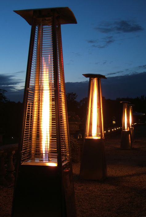 Living Flame/ Pyramid patio heaters for this outdoor wedding reception at Chewton Glen Hotel wedding venue, New Forest, Hampshire styled and dressed by Stressfree The Venue Transformers for a luxury wedding Outside Heaters Patio, Outdoor Wedding Heaters, Patio Heaters Outdoor Ideas, Outdoor Heating Ideas, Outdoor Heaters Patio, Outside Heaters, Outdoor Patio Heaters, Outdoor Heat Lamp, Chewton Glen