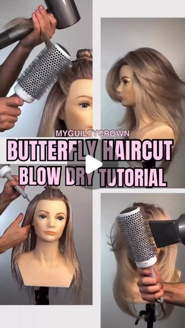 Blow Dry Hair For Volume, Blow Dry Tutorial, Volume Haircut, Volume Mousse, Butterfly Hairstyle, Blowout Hair Tutorial, Blow Hair, Blowdry Styles, Butterfly Haircut