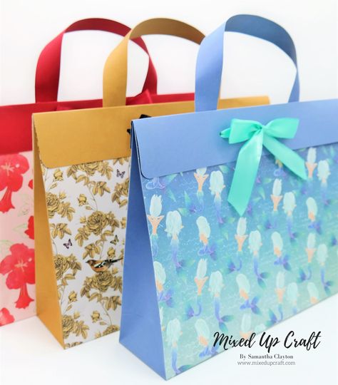 Large Briefcase Style Gift Bags Satchel Box Bag With Handles For Gift, Scrapbook Paper Gift Bags, Handmade Satchel Box Bag For Gift, Diy Gift Bag From Scrapbook Paper, Paper Bags Ideas, Envelope-shaped Box Bag As A Gift, Gift Bags Ideas, Different Dimensions, Paper Purses