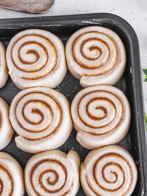 Vegan Cinnamon Rolls - The Plant Based School Plant Based School, Vegan Cinnamon Rolls, Holiday Party Foods, Caramelized Sugar, Vegan Cream Cheese, Dairy Free Milk, Party Recipes, Vegan Condiments, Vegan Butter