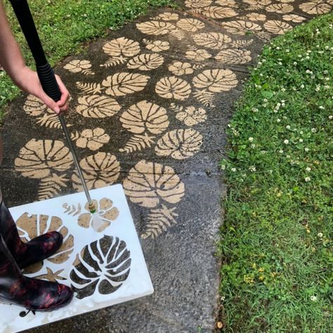 Driveway Art, Stencil Projects, Painting Concrete, Stencil Diy, Concrete Patio, Concrete Jungle, Stencil Art, Concrete Diy, Stencil Designs