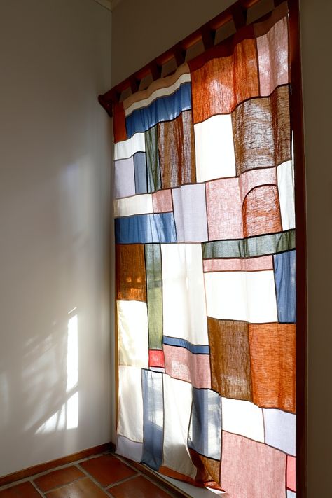 Patchwork Curtain - New Zealand Sheer Patchwork Curtains, Korean Patchwork Curtains, Patch Work Curtains, Quilted Shower Curtain, Diy Patchwork Curtains, Patchwork Shower Curtain, Pogaji Curtain, Bojagi Curtains, Upcycle Curtains