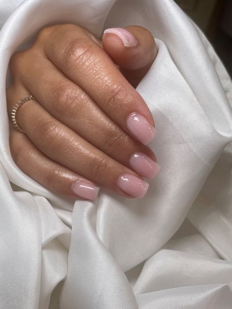 @in.hype builder gel in a natural pink short nails Nails For Short Hands, Super Short Gel X Nails, Nails Gel Natural, Simplistic Short Acrylic Nails, Pink Gel Nails Natural, Natural Square Gel Nails, Nail Short Natural, Cute Simple Gel X Nails, Natural Short Acrylic Nails Simple