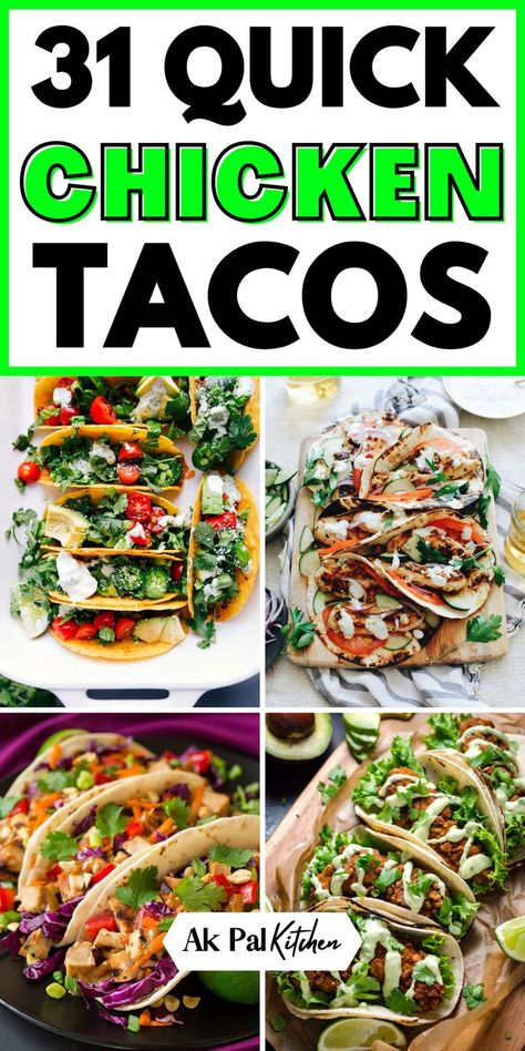 Make your next meal unforgettable with these delicious chicken taco recipes! There's something for everyone, from spicy chicken tacos and shredded chicken street tacos to crispy or grilled chicken tacos. Learn how to prepare the perfect chicken taco filling with authentic flavors, taco seasoning, and creative toppings. Whether you’re craving soft tacos or crispy shells, these quick and easy chicken taco recipes will be a hit! Taco Chicken Tenders, Shredded Chicken Street Tacos Recipe, Recipe For Chicken Tacos, Authentic Chicken Street Tacos, Ground Chicken Tacos Recipes, Chicken Tacos Air Fryer, Shredded Chicken Street Tacos, Chicken Taco Filling, Best Chicken Taco Recipe