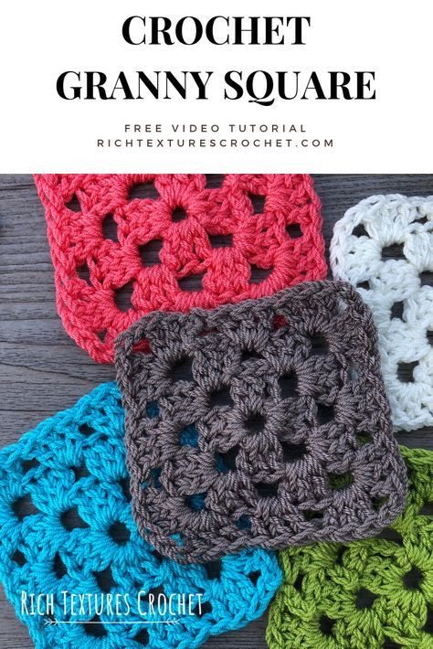 How To Crochet A Granny Square Tutorial, Simple Crochet Granny Square Pattern, How To Do Granny Squares, How To Crochet Granny Squares Beginners Video, Beginners Granny Square Crochet, Crochet Granny Square Blanket Pattern Free Simple, Simple Crochet Squares, Crocheting Granny Square, How To Do A Granny Square