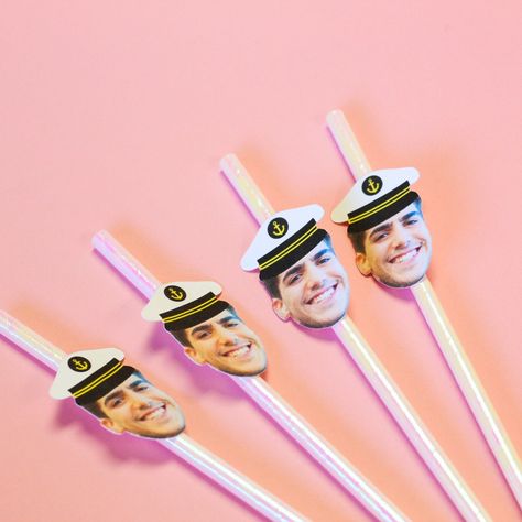 Bachelorette Party Decorations, Beach Bachelorette Groom Face Straws, Funny Nauti Bachelorette Party Favors, Nauti Bach, TWELVE 12 straws Nauti Bachelorette Party, Boat Bachelorette Party, Cruise Bachelorette Party, Polka Dot Cupcakes, Nautical Bachelorette, Bachelorette Party Beach, Bachelorette Themes, Skate Party, Cake Banner Topper