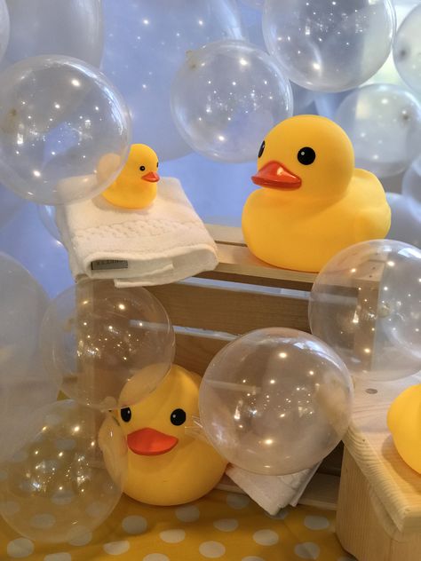 Ducky Party, Rubber Duck Party Ideas, Duck Party Theme, Duck 2nd Birthday, Duck Table Centerpieces, Rubber Duck Party, Rubber Ducky Birthday Party, Duck Party, Rubber Duck Balloon Arch