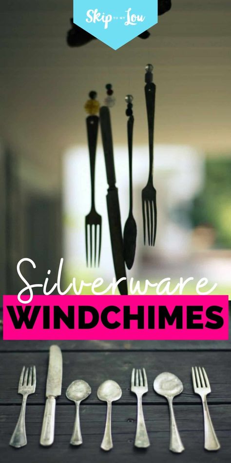 Silverware Windchimes Diy, Windchimes Homemade, Repurpose Vases, Silverware Wind Chimes, Utensil Crafts, Silverware Windchimes, Make Paper Bag, Windchimes Diy, Make A Paper Flower