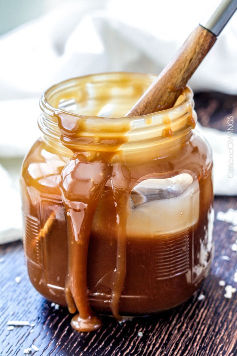 FOOL PROOF Easy Creamy Coconut Caramel Sauce - Rich, creamy, buttery, sweet with an undertone of irresistible coconut and 1,000 TIMES BETTER than any store bought caramel. Makes everything better! #caramel #coconut #caramelsauce Coconut Caramel Sauce, Breakfast Oatmeal, Caramel Recipes Sauce, Carlsbad Cravings, Vegan Coconut, Coconut Caramel, Cold Treats, Caramel Recipes, Dessert Sauces