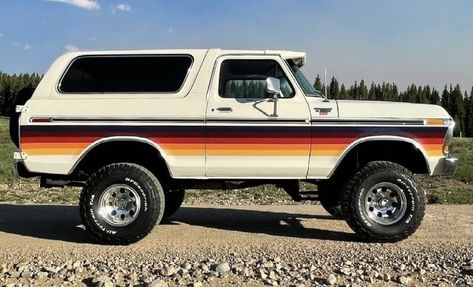 Custom Truck Paint Jobs, Vintage Bronco Stripes, Bronco Paint Jobs, 1980s Ford Bronco, 1978 Bronco, 79 Bronco, Ford Bronco Concept, Truck Paint Jobs, 1979 Ford Bronco