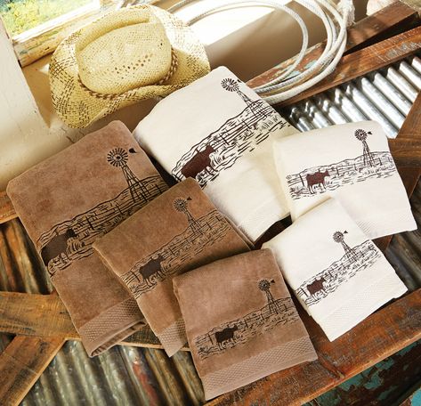 Western Visions Towel Sets Western Bedding Sets, Western Bathroom Decor, Western Bathroom, Cowboy Accessories, Ranch House Decor, Western Bedroom Decor, Western Bedding, Bathroom Stuff, Black Forest Decor