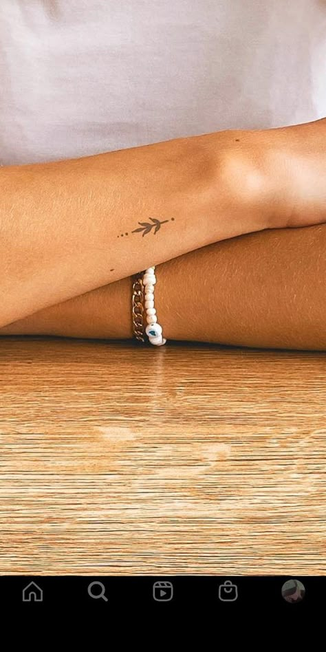 Small Tattoos On Forearm For Women, Small Dainty Tattoo Placement, Small Modern Tattoos For Women, Morse Code Arrow Tattoo, Tattoo On Front Of Arm, Tiny Tattoo Shoulder, Delicate Wrist Tattoos For Women, Dainty Forearm Tattoo Women, In Arm Tattoo