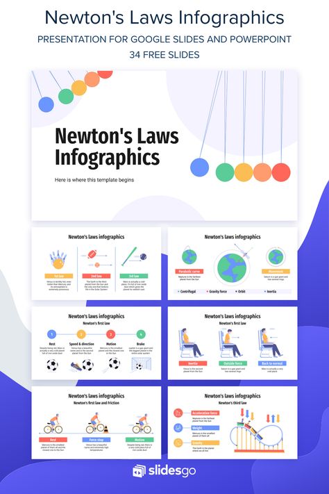 Newton's Laws Infographics Physics Ppt Template, Physics Presentation Design, Physics Powerpoint Template, Physics Infographic, Physics Presentation, 3 Laws Of Motion, Physics Laws, Newton's Laws Of Motion, Newton's Third Law