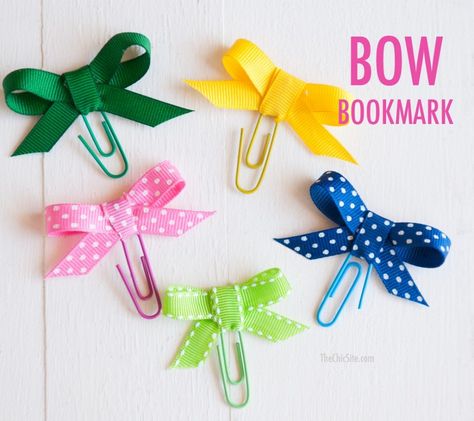 DIY Bow Bookmark | The Chic Site Rachel Hollis, Pocket Journal, Book Marks, Ribbon Bookmarks, Easy Weeknight Dinners, Cute Diys, Diy Bow, Weeknight Dinners, Crafty Projects