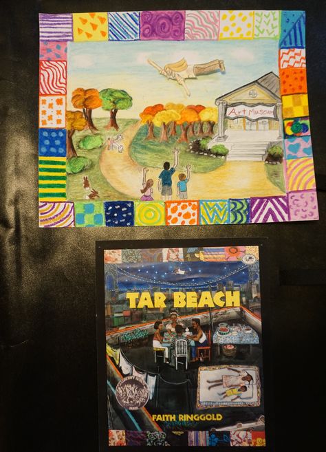 Elementary Art lesson based on Faith Ringgold's 'Tar Beach.'  If you could fly, where would you soar to? Faith Ringgold Art Lesson, Faith Ringgold Art, Art Curriculum Elementary, Beach Art Projects, Tar Beach, Printable Art Activities, African Art Projects, Art History Lessons, Faith Ringgold