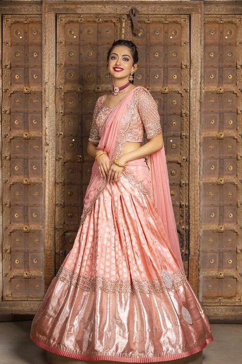 Lehenga Style Saree, Sari Lehenga, Sarees South Indian, Lehenga Saree Design, Bridal Sarees South Indian, Half Saree Lehenga, Lehnga Dress, Gaun Fashion, Half Sarees