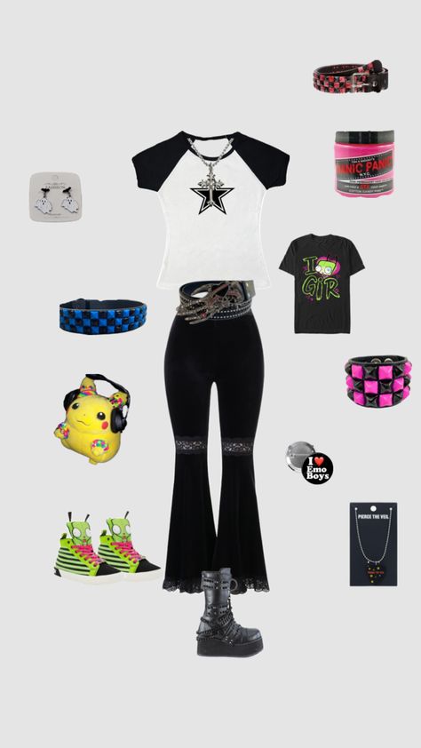 Emo/scene outfit Emo Scene Outfits, Scene Fashion, Scene Emo, Emo Outfits, Emo Scene, Fairy Core, Disney, Closet, Quick Saves