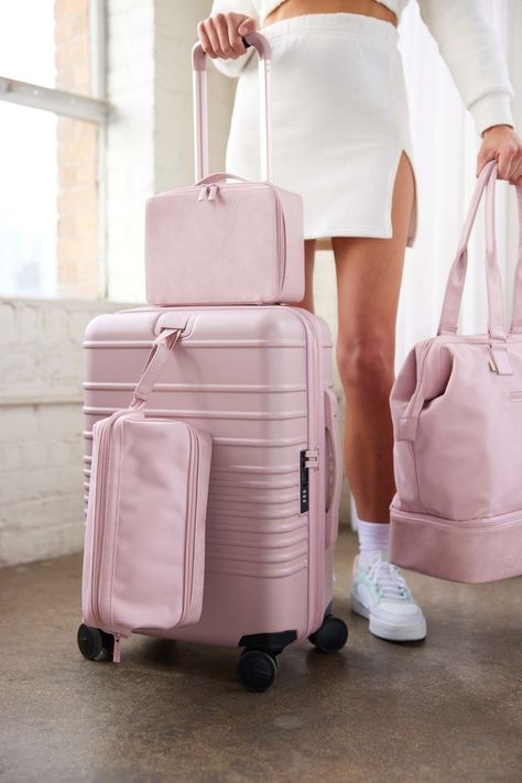 Travel Duffel Bag, Sports Gym Tote Carry on Bags for Women, Foldable Lightweight Overnight Shoulder Weekender Shopping Hospital Handbag with Shoes Compartment (Pink) Pink Suitcase, Glam Mirror, Pink Luggage, Double U, Pink Travel, Travel Toiletry Bag, Toiletry Kit, Dopp Kit, Pink Makeup