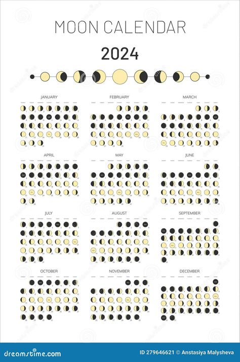 2024 year moon calendar template, moonlight activity stages planner. Astrology, astronomical lunar monthly cycle scheduler, whole cycle from new to full moon calendar banner, card vector illustration Free Planner Templates, Moon Phase Calendar, 달력 디자인, Magia Das Ervas, Moon Journal, Moon Calendar, 2024 Year, Lunar Calendar, Lunar Cycle