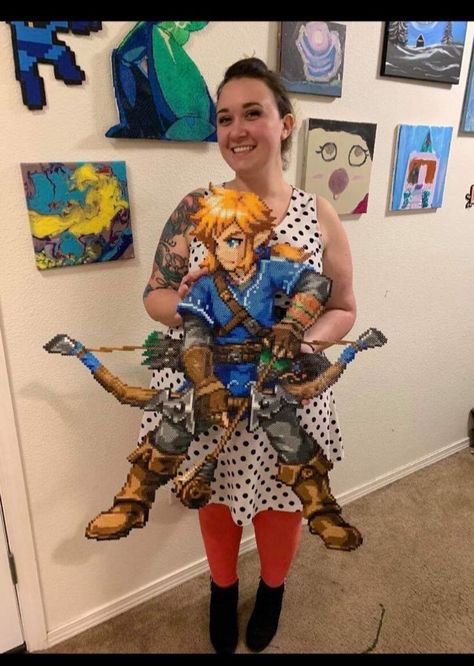 Link Perler Beads, Botw Link, Link Botw, 3d Perler Bead, Bead Sprite, Perler Bead Art, Perler Bead Patterns, Perler Bead, Perler Beads