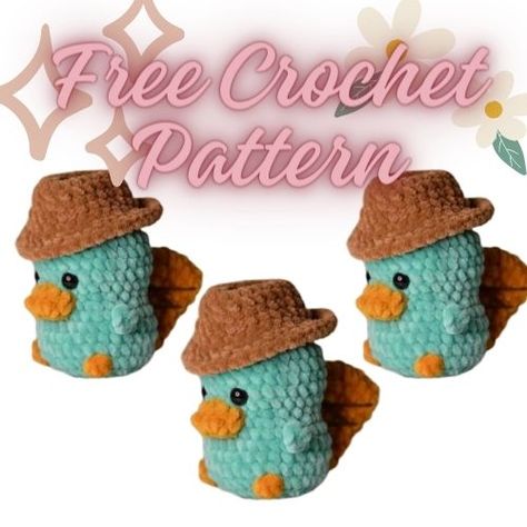 Amigurumi Platypus Perry Free Crochet Pattern - crochet.sdbes.com Crochet Plushies Easy Step By Step, Platypus Amigurumi Free Pattern, Parry The Platypus Crochet, Perry The Platypus Amigurumi, Perry The Platypus Nails, Crochet Perry The Platypus Pattern, Platypus Crochet Pattern Free, Perry The Platypus Crochet Pattern, Perry The Platypus Crochet