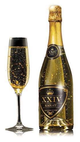 Grande Cuvee with Gold Flakes | XXIV Karat Wines Champagne Campaign, Champagne Brands, Poppin Bottles, Champagne Bubbles, Alcohol Bottles, 24 Karat Gold, Gold Champagne, Wine Top, Champagne Bottles