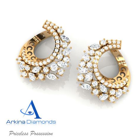 The trendy Trellis Balis that are worth a steal! These Bali's are artfully crafted in 18kt Gold and splendid diamonds.  #joy #love #forever #diamonds #pricelesspossession #jewellery #exclusive #Diamondjewellery #Diamonds #rings #pendants #studs #danglers Diamond Bali Earrings, Huge Wedding Rings, Diamond Chandbali, Classy Necklaces, Diamond Bali, Danglers Earrings, Beautiful Diamond Earrings, Fine Pearl Jewelry, Bali Jewelry