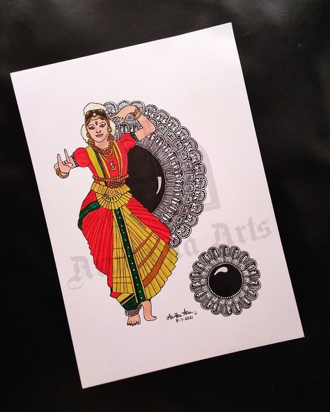 Bharatanatyam dance mandala💃 Bharatanatyam Poses Sketches, Dance Mandala Art, Bharatanatyam Drawing, Dance Mandala, Friend Sketchbook, Wheel Crafts, Draw Mandala, God Drawing, Small Mandala