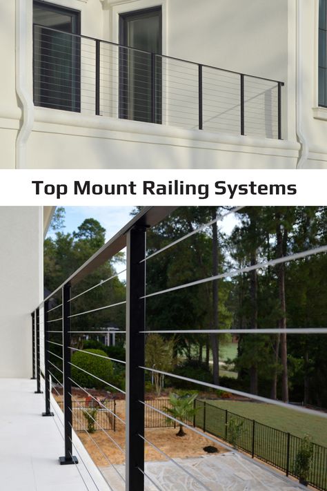 Top mount stainless steel railing posts look chic on this elegant balcony. Powder coat, top mount railing posts contrast beautifully with the white concrete patio. Railing posts are installed using various installation techniques, including top mount, core mount, and core drill mount. Railing On Concrete Patio, Concrete Patio Railing Ideas, Concrete Patio With Railing, Concrete Patio Railing, Balcony Railing Design Modern Steel, Steel Balcony Railing Design, White Concrete Patio, Concrete Railing, Railing Remodel