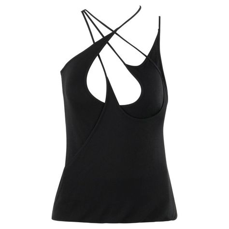 ALEXANDER McQUEEN S/S 2002 Black Multiway Five Strap Crisscross Knit Tank Top | See more vintage Tank Tops at https://www.1stdibs.com/fashion/clothing/shirts/tank-tops in 1stDibs Spring Evening Top With Crisscross Straps, Spring Evening Tops With Crisscross Straps, Black Top With Crisscross Straps And Cross Back, 2002 Style, Alexander Mcqueen Collection, Strappy Tank Top, Corset Style Tops, Strappy Tank Tops, Vintage Tank