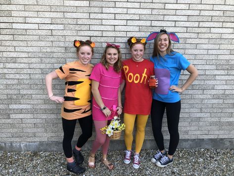 Homemade Winnie the Pooh Halloween Costumes!!!🎃🍯 Piglet Costume Diy, Diy Winnie The Pooh, Piglet Costume, Pooh Costume, Tigger Costume, Winnie The Pooh Costume, Winnie The Pooh Halloween, Pooh Winnie, Teacher Halloween Costumes