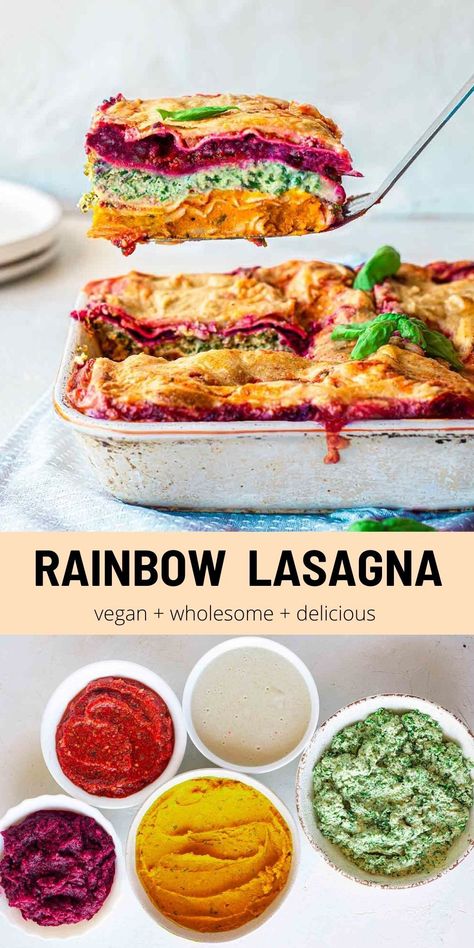 Beet Vegan Recipe, Healthy Veggie Ideas, Veggie Lasagne Recipes, Rainbow Vegan Food, Vegan No Bake Recipes, Vegetarian Recipe Ideas, Basic Vegan Meals, Eat The Rainbow Recipes, Fun Vegan Recipes