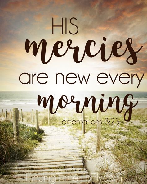 Printable Bible Verse Lamentations 3:23. His mercies are new every morning. Today Is A New Day Bible Verse, Jesus Morning Quotes, His Mercies Are New Every Morning Quotes, Good Morning Bible Verse Psalms, Lamentations 3:23, His Mercies Are New Every Morning, Good Morning Bible Quotes, Morning Bible Quotes, Good Morning Bible Verse