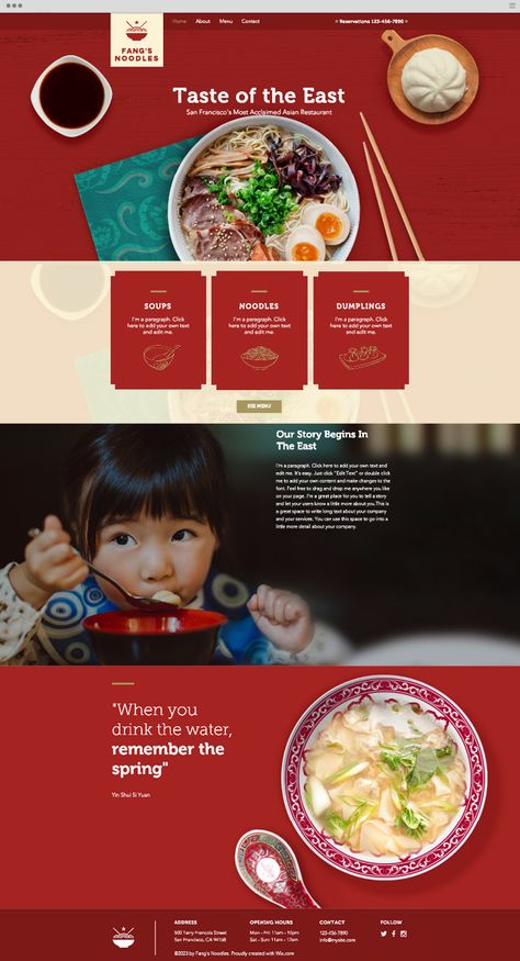 Asian Restaurant Website Template                                                                                                                                                                                 More Food Website Design Layout Templates, Website Design For Restaurant, Restaurant Homepage Design, Restaurant Website Ideas, Japanese Restaurant Website Design, Food Website Design Layout, Website Design Restaurant, Cooking Website Design, Website Ideas Design