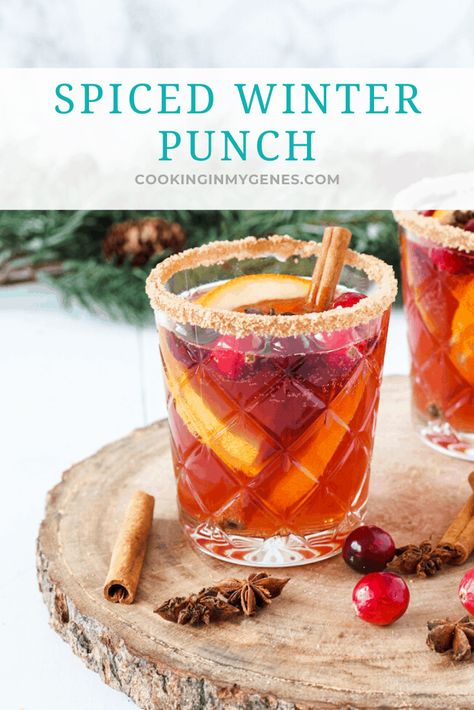 Spiced Winter Punch | The Perfect Cocktail for the Holidays Winter Punch, Spiced Rum Drinks, Spiced Rum Cocktails, Cranberry Punch, Punch Cocktails, Orange Cocktails, Holiday Punch, Holiday Favorite Recipes, Christmas Spices