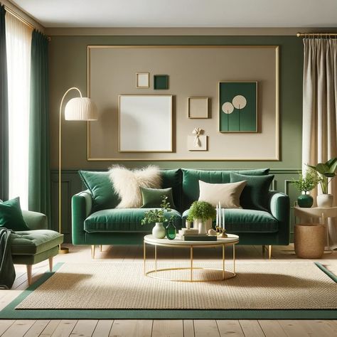 Unearth the Magic: Top 15 Colors to Pair with Emerald Green Green Open Kitchen And Living Room, Green Couch Gray Walls, Interior Trees, Emerald Green Couch, Living Room Design Green, Emerald Green Sofa, Green Couch Living Room, Green Sofa Living Room, Green Living Room Decor