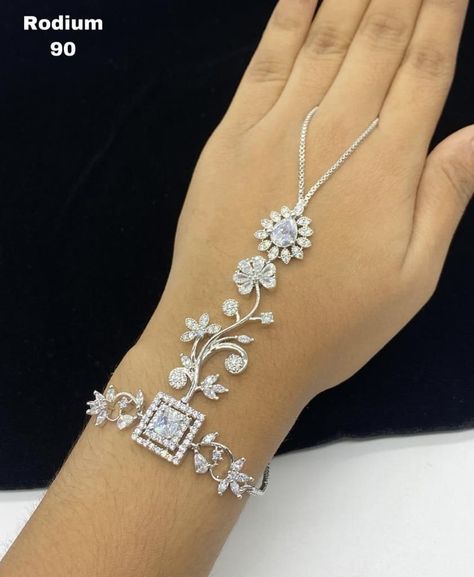 Hand Panja, Hand Harness, White Bracelet, Color Bracelet, Cz Bracelet, White Bracelets, Jhumka Earrings, Cz Diamond, Off White Color