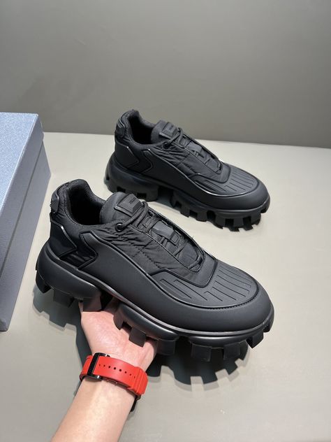 Prada Cloudbust Thunder Sneakers Black For Men 2in/50mm PRD Check more at https://luxurbags.com/products/prd-cloudbust-thunder-sneakers-black-for-men-2in-50mm-prd/ Prada Cloudbust Thunder Sneakers, Prada Cloudbust Thunder, Prada Cloudbust, Cloudbust Thunder, Gabardine Fabric, Lug Sole, Sneakers Black, Adidas Shoes, Shoe Collection