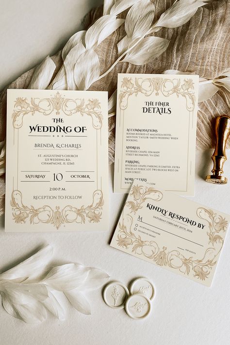 💌🕊 Unveil the charm of bygone days with our Vintage Wedding Invitation Suite. This carefully curated collection is a homage to timeless elegance, crafted for those who yearn for the nostalgic whisper of a romantic, antique-styled celebration. Each piece in this bundle, from the intricate invitations to the delicate Save The Date, RSVP, and Details cards, is imbued with the soul of a fairytale wedding. Step into your storybook love affair with a suite that reflects the grace of true romance. 🌹 Fairytale Save The Date Ideas, Vintage Wedding Theme Elegant, Engagement Party Vintage, Vintage Romance Wedding, Engagement Party Themes, Save The Date Rsvp, Vintage Wedding Theme, Room Book, True Romance