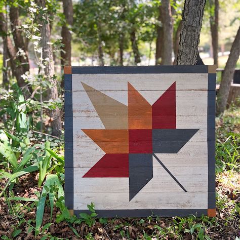 Introducing the Maple Leaf Barn Quilt Design from Tweetle Dee Maple Leaf Barn Quilt, Christmas Barn Quilt Patterns, Fall Barn Quilts, Chicken Barn Quilt, Swiss Christmas, Pinners Conference, Christmas Barn, Goat Barn, Painted Barn Quilts