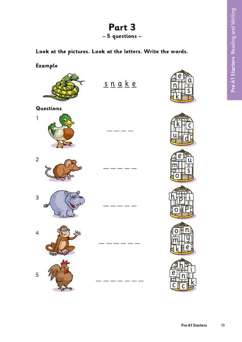 Cambridge Starters Worksheets, Cambridge Starters, Cambridge Exams, Unscramble Words, Test Exam, English Phonics, English Worksheets For Kids, English Lessons For Kids, English Worksheets