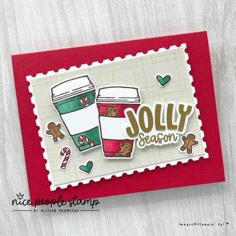 Christmas Coffee Cup Card with More Than Autumn Bundle Coffee Cup Christmas Cards, Stamping Up More Than Autumn, Stampin Up Cup Of Christmas, Stampin Up More Than Autumn, More Than Autumn Stampin Up Cards, Coffee Themed Cards, Tea Cup Card, Cricut Christmas Ideas, Coffee Treats