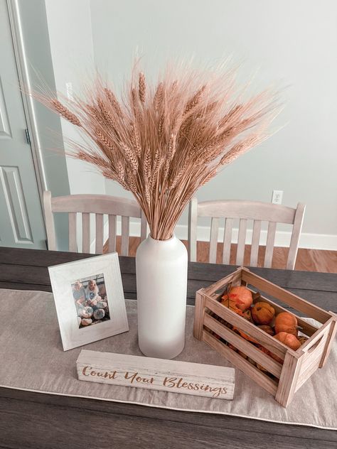 Fall decor, home decor, ceramic vase, wheat grass decor, fall style Wheat Vase Decor, Wheat Grass Decor, Large Vases Decor, Fall Decor Home, Ladies Event, Dried Wheat, Grass Decor, Fall Thanksgiving Decor, Vase White