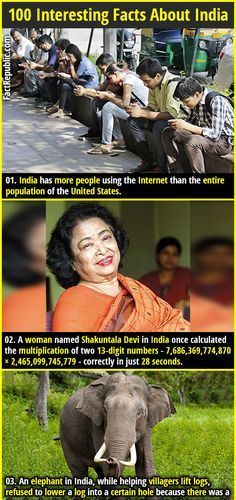 1. India has more people using the Internet than the entire population of the United States. #india #internet #shakuntaladevi #calculation #mathematics #multiplication #time #elephant #friend #factrepublic #wtffact #knowledge #funfact #christmas #xmas #newyear Amazing Fact In English, Unbelievable Facts About India, General Knowledge Facts The World, Fact In English, Amazing Facts In English, Fun Facts About India, Random Facts Interesting, Facts In English, Christmas In India