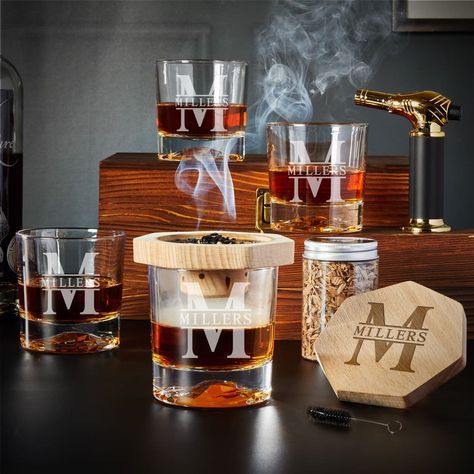 Whiskey Smoker, Cocktail Smoker, Smoked Cocktails, Torch Wood, Bourbon Tasting, Whiskey Lover Gifts, Custom Glasses, Personalized Whiskey, Custom Cocktails