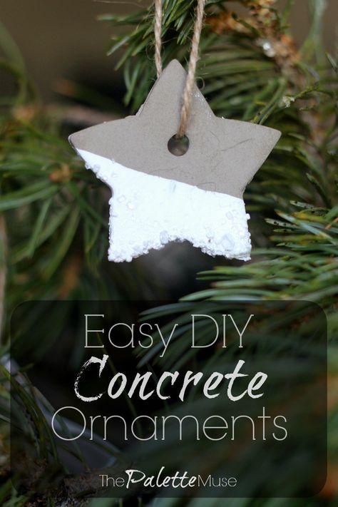 Easy DIY Concrete Christmas Ornaments Cement Ornaments, Concrete Ornaments, Concrete Christmas, Concrete Ideas, Concrete Diy Projects, Diy Christmas Tree Ornaments, Unique Christmas Ornaments, Homemade Ornaments, Diy Concrete