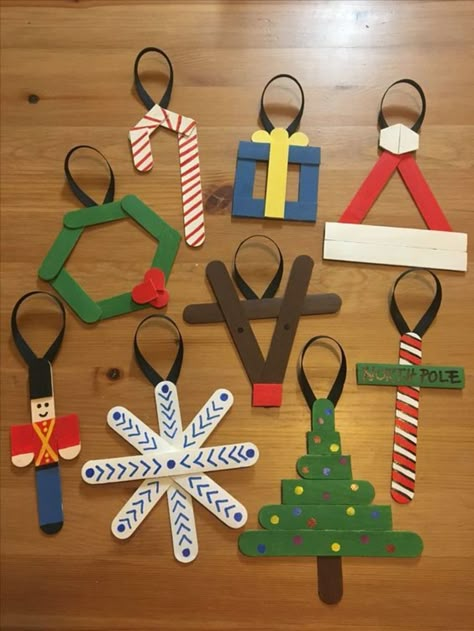 Christmas Crafts Diy Kids, Popsicle Stick Ornaments, Classroom Christmas, Winter Preschool, Preschool Christmas, Popsicle Stick, Easy Christmas Crafts, Creative Learning, Crafts For Kids To Make